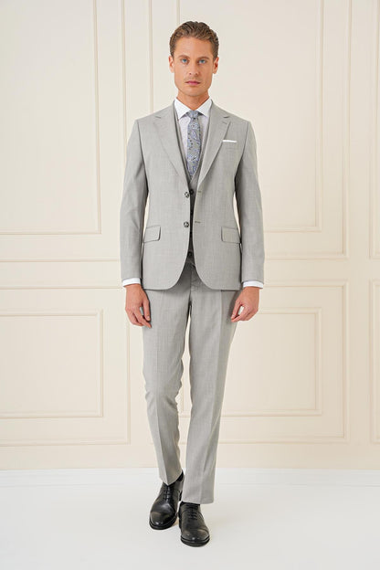 Tk 902 Slim Fit Gri Klasik Takım Elbise