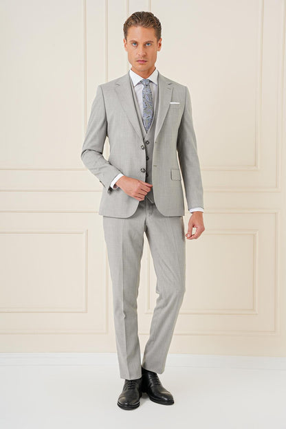 Tk 902 Slim Fit Gri Klasik Takım Elbise