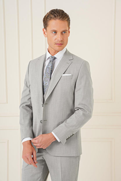 Tk 902 Slim Fit Gri Klasik Takım Elbise