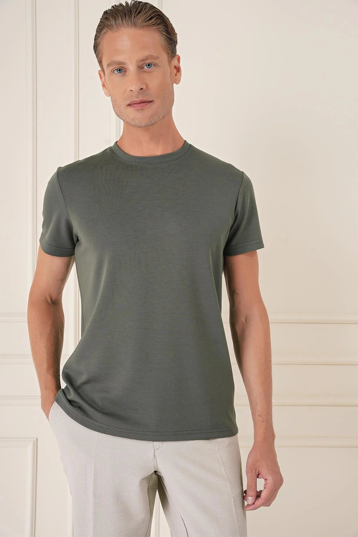 Ts 885 Slim Fit Haki Spor T-shirt