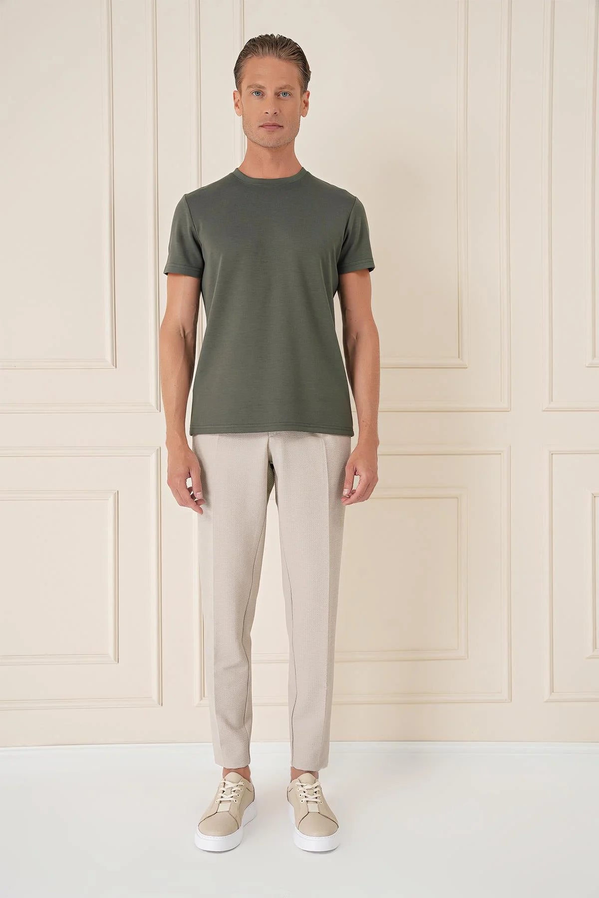 Ts 885 Slim Fit Haki Spor T-shirt