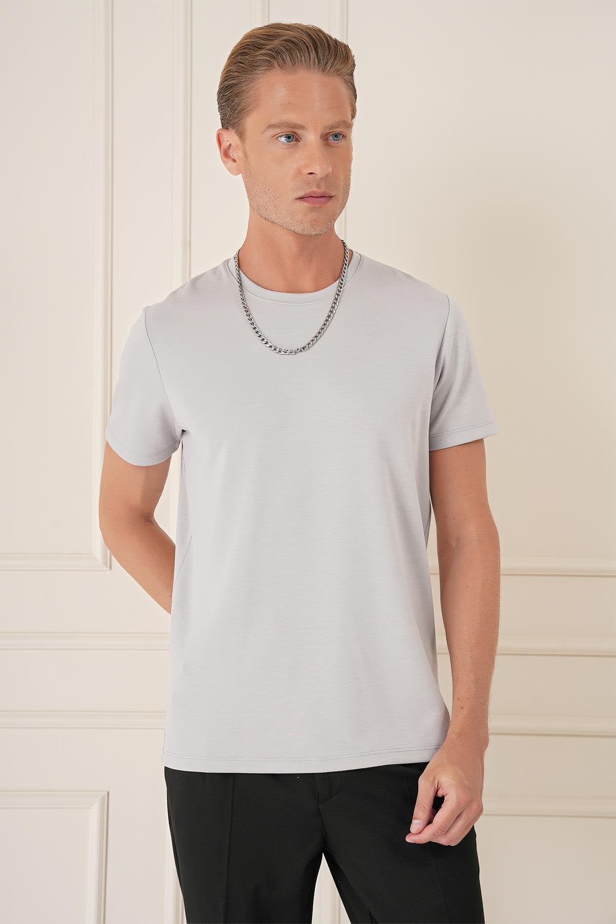 Ts 885 Slim Fit Gri Spor T-shirt