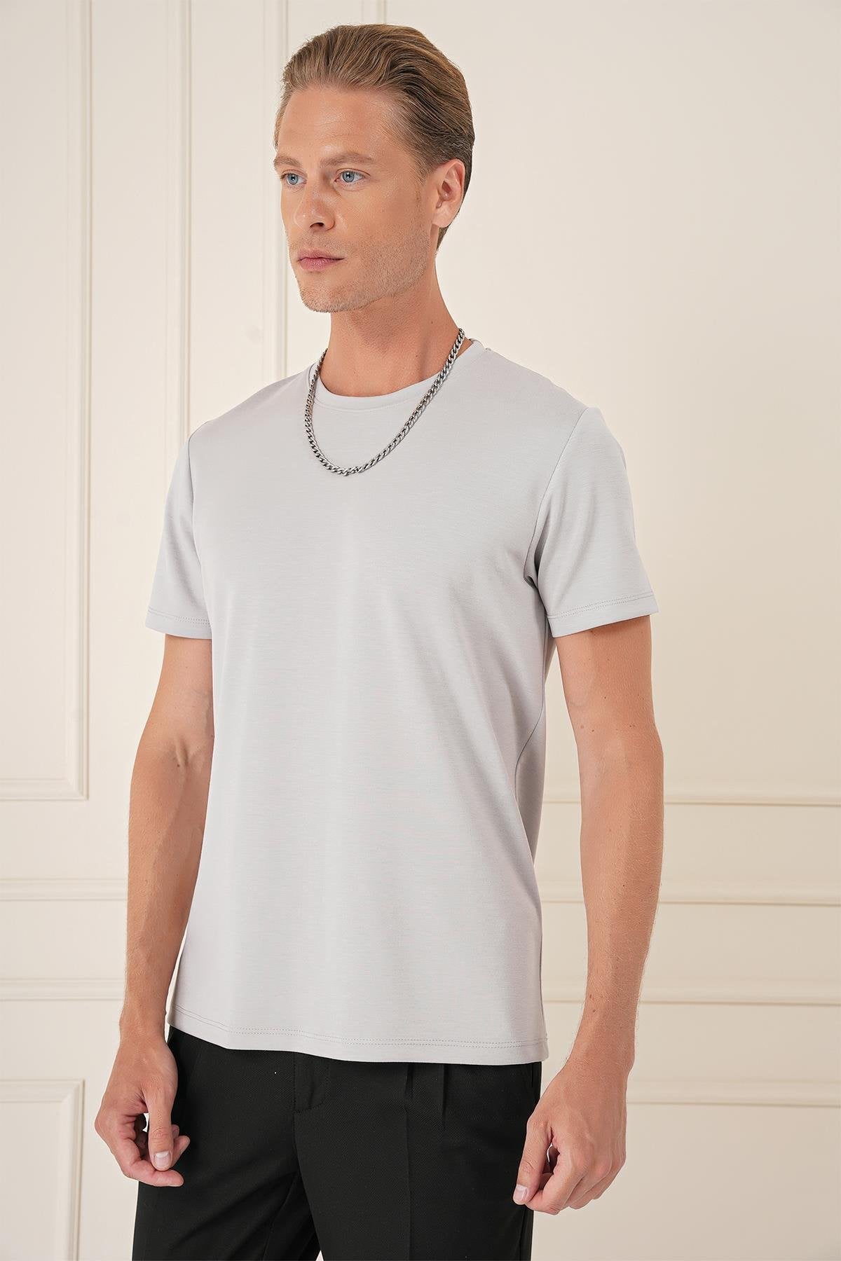 Ts 885 Slim Fit Gri Spor T-shirt