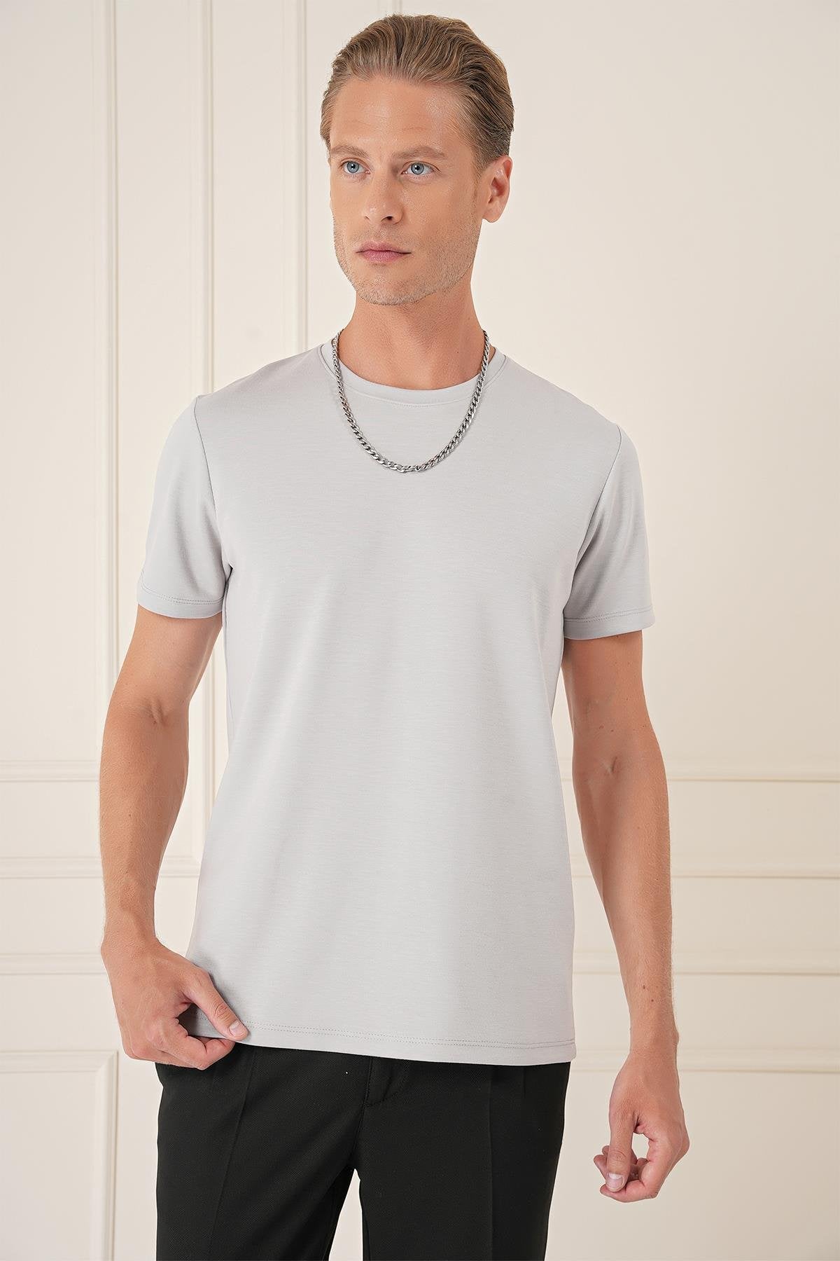 Ts 885 Slim Fit Gri Spor T-shirt