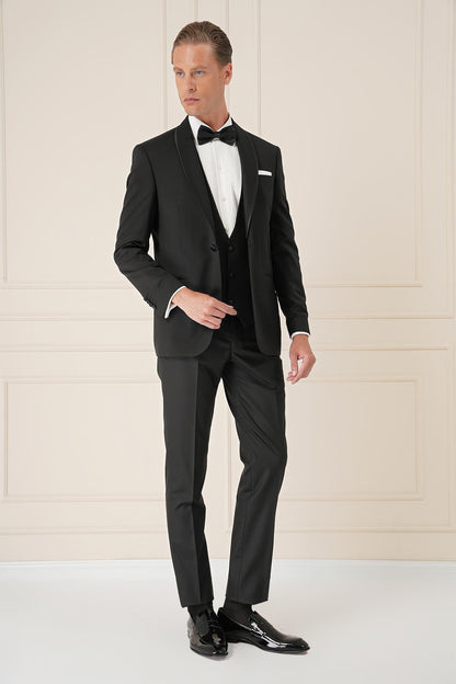 078 Slim Fit Siyah Black Takım Elbise