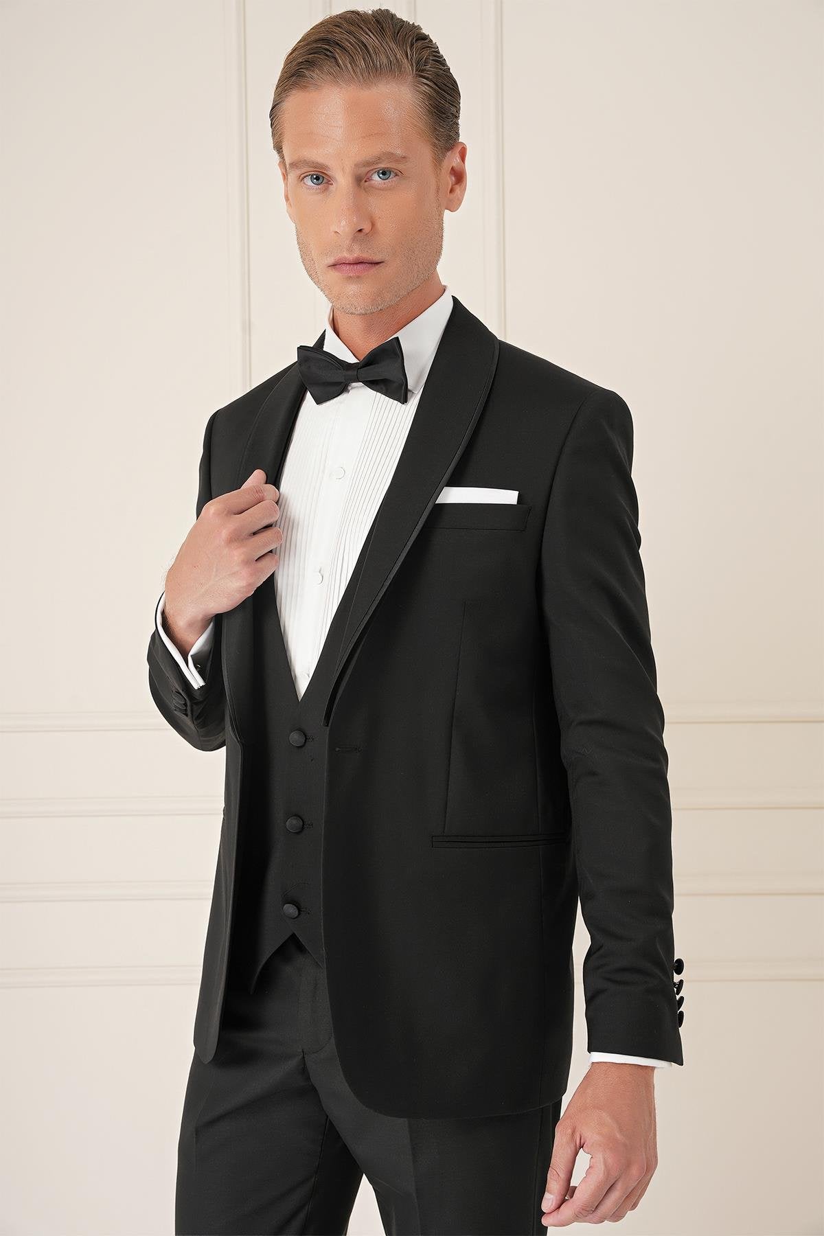 078 Slim Fit Siyah Black Takım Elbise