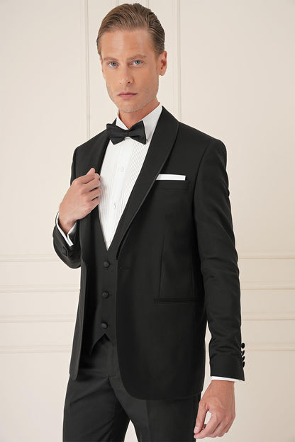 078 Slim Fit Siyah Black Takım Elbise