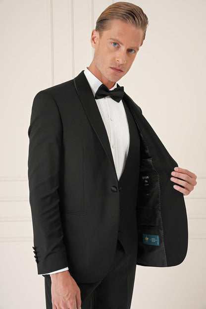 078 Slim Fit Siyah Black Takım Elbise