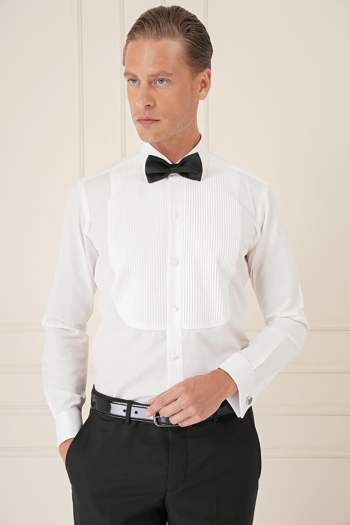 Gk 732 Slim Fit Krem Klasik Gömlek