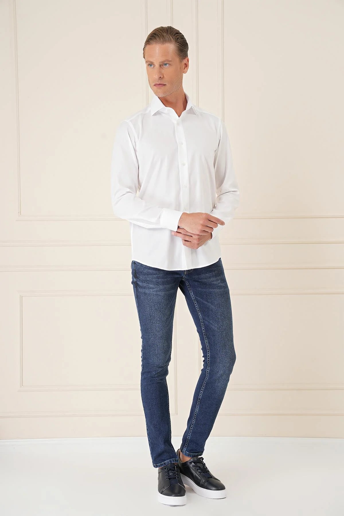 Gk 735 Slim Fit Beyaz Klasik Gömlek