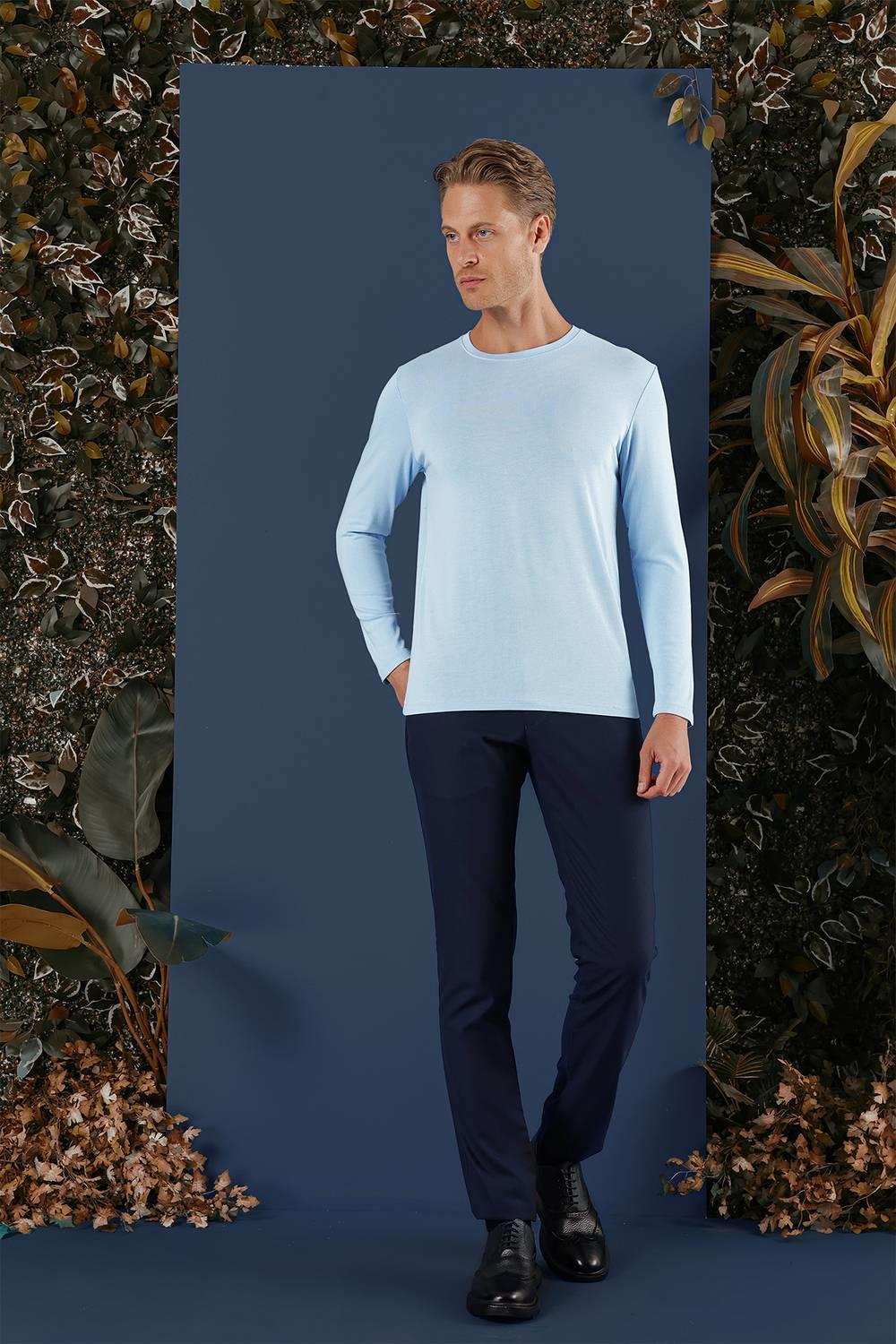 Ts 870 Slim Fit Mavi Spor T-shirt