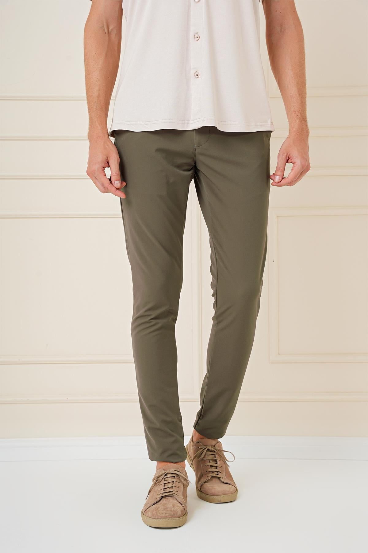 P 1144 Slim Fit Haki Klasik Pantolon