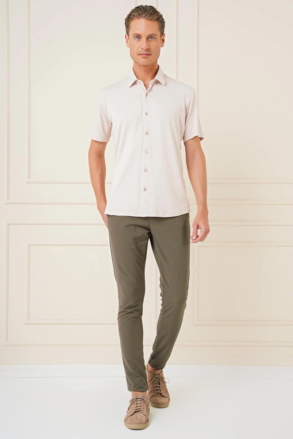 P 1144 Slim Fit Haki Klasik Pantolon