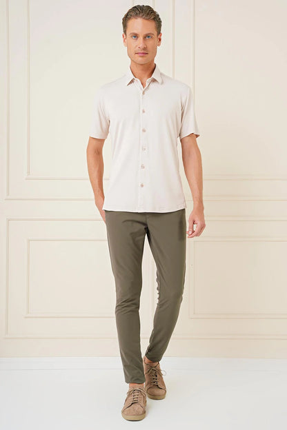 P 1144 Slim Fit Haki Klasik Pantolon