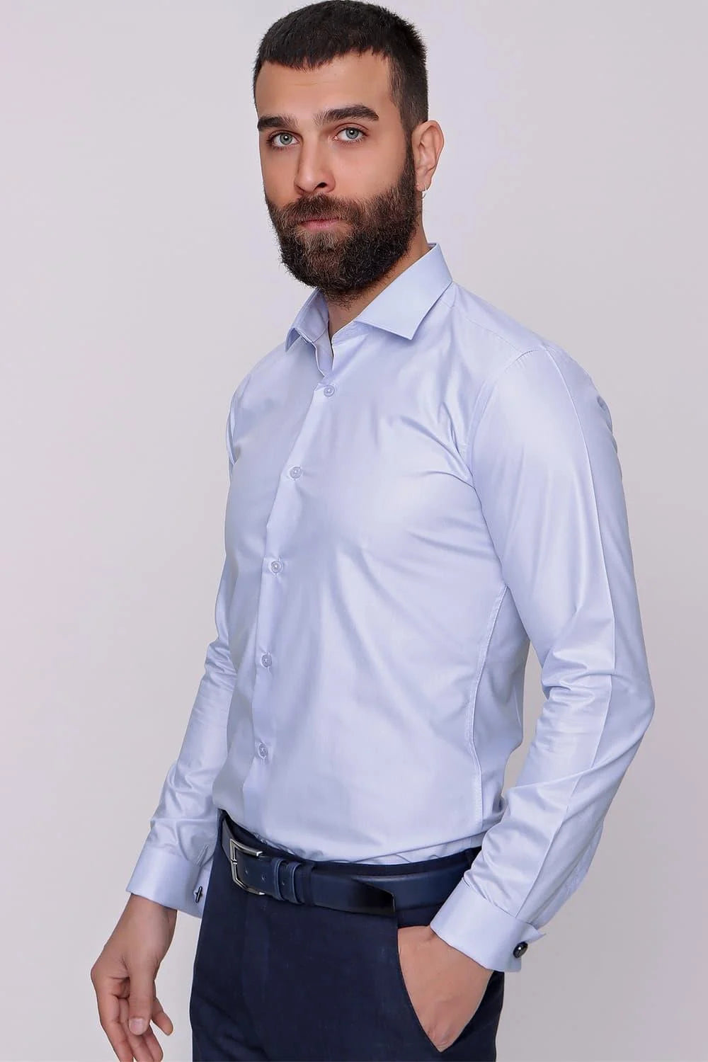 Gk 235 Slim Fit Açık Mavi Klasik Gömlek