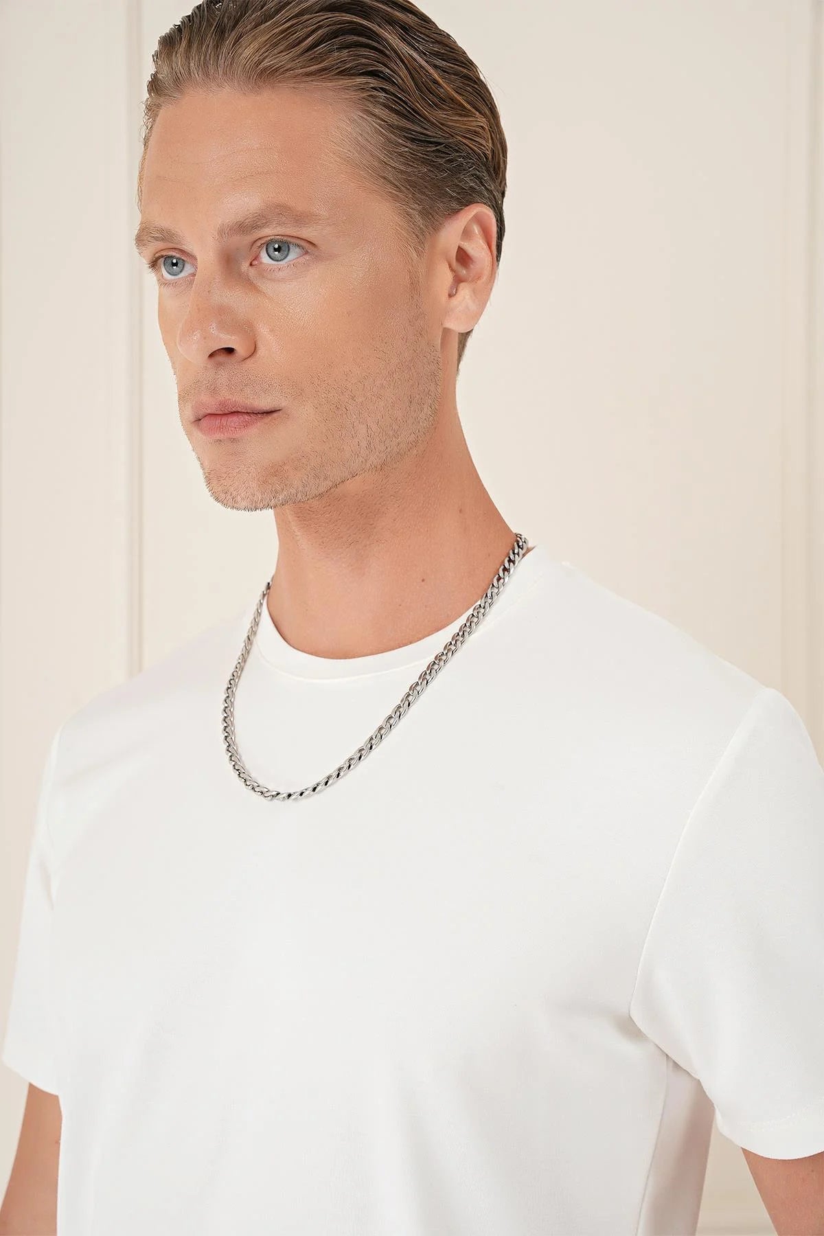 Ts 885 Slim Fit Ekru Spor T-shirt