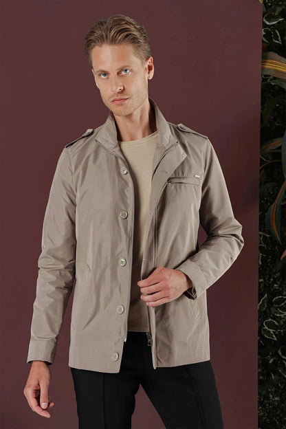 Ka 077 Slim Fit Bej Spor Kaban