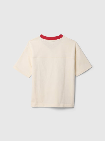Kırık Beyaz Gap × Disney Gap Logo Varsity T-shirt