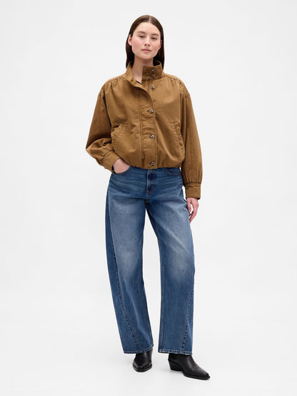 Kahverengi Twill Bubble Ceket
