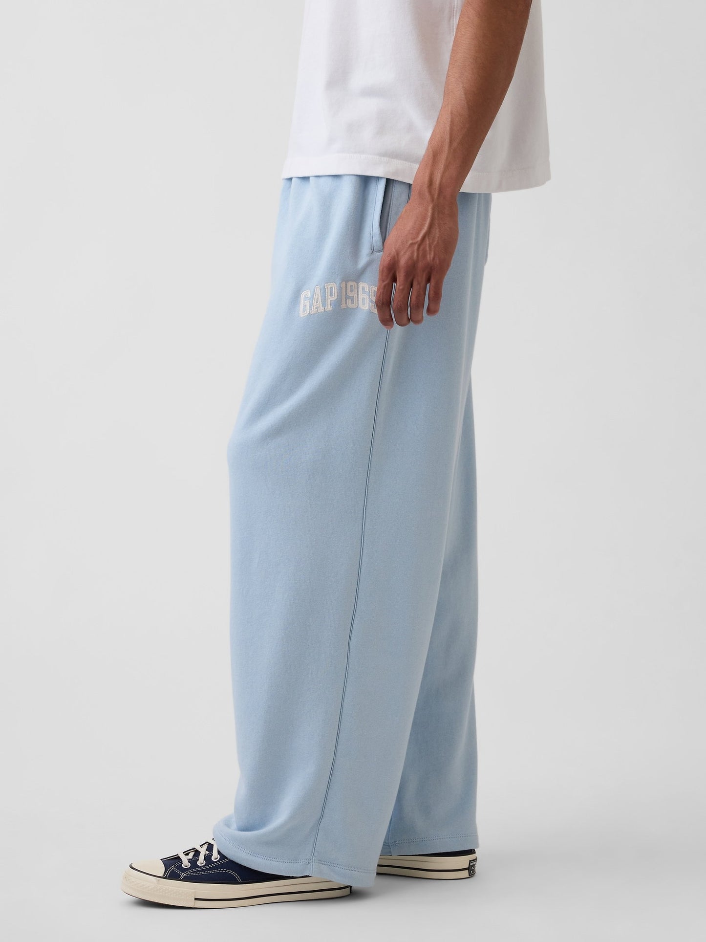 Açık Mavi Fransız Havlu Kumaş Baggy Gap 1969 Logo Sweat Pantolon