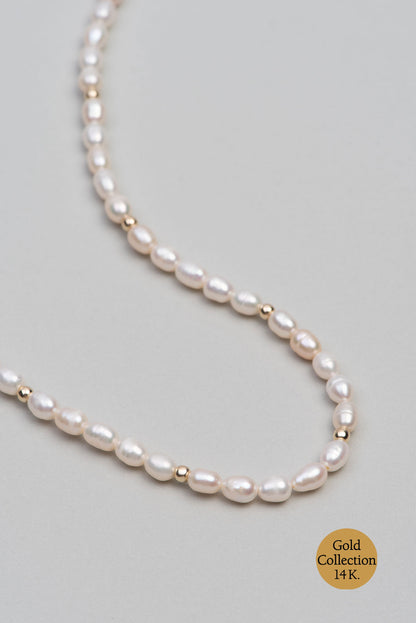 Doğal Inci Taşlı 14 Ayar Altın Kolye M00303093643