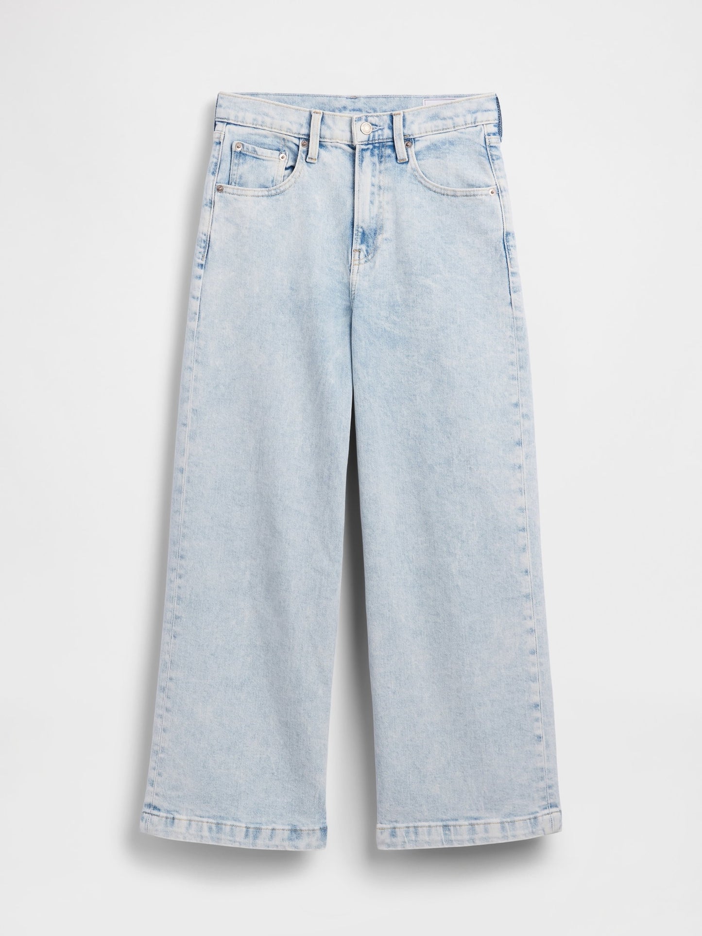 Açık Mavi High Rise Stride Wide-leg Ankle Jean Pantolon