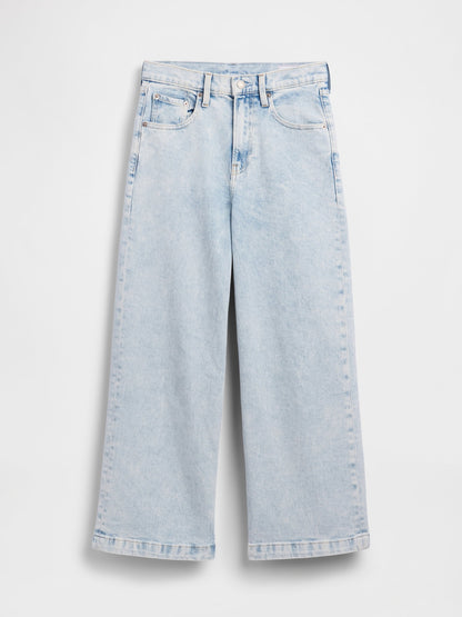 Açık Mavi High Rise Stride Wide-leg Ankle Jean Pantolon