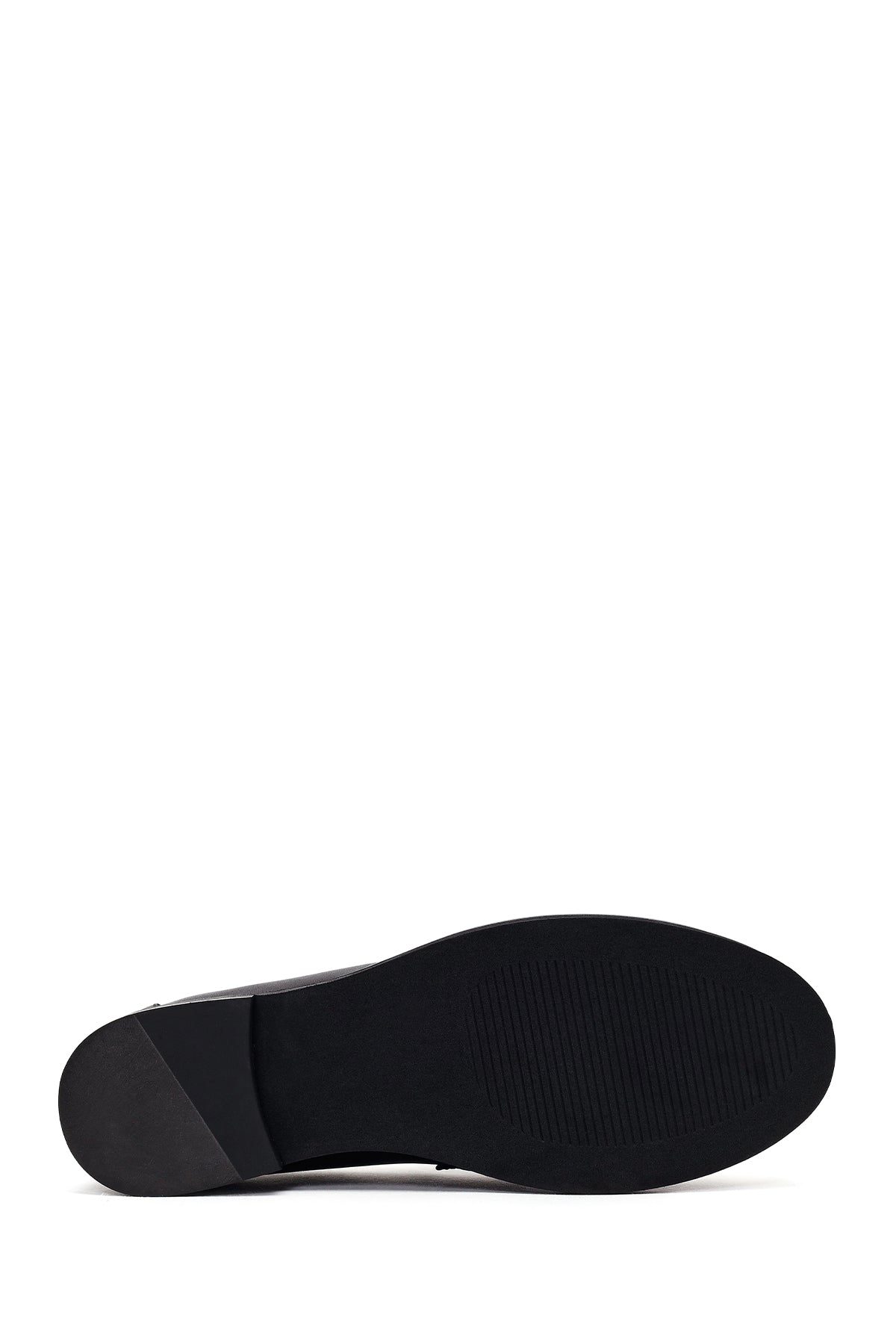 Kadın Siyah Deri Maskülen Loafer