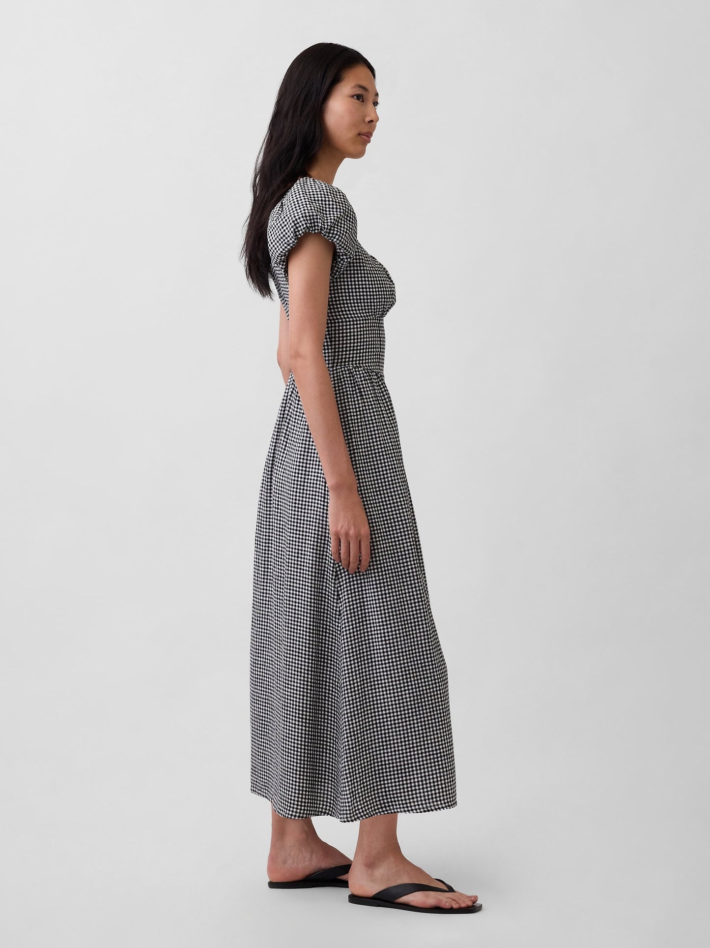 Çok Renkli Keten Karışımı Drop-waist Maxi Elbise