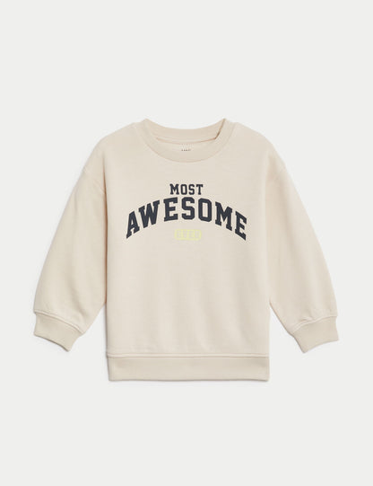 Pamuklu Sloganlı Sweatshirt (2-8 Yaş)