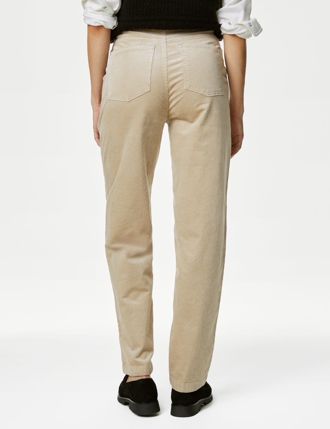 Tapered Fit Yüksek Bel Kadife Pantolon