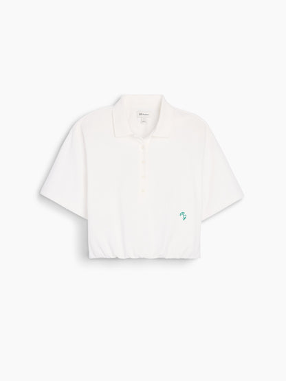 Beyaz Gap × Malbon Cinch Crop Polo T-shirt