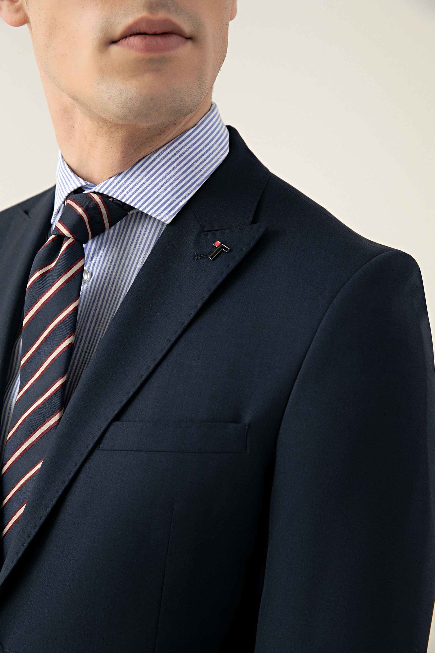 Tween Slim Fit Lacivert Düz Yün Karişimli Takim Elbise