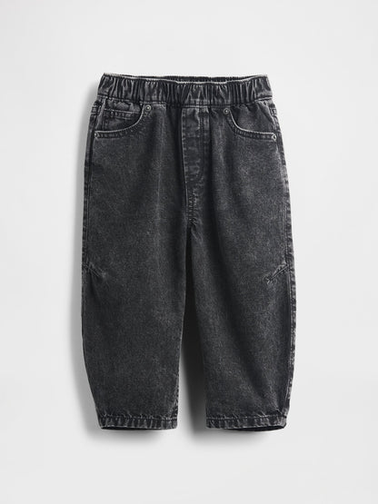 Bej Pull-on Barrel Jean Pantolon