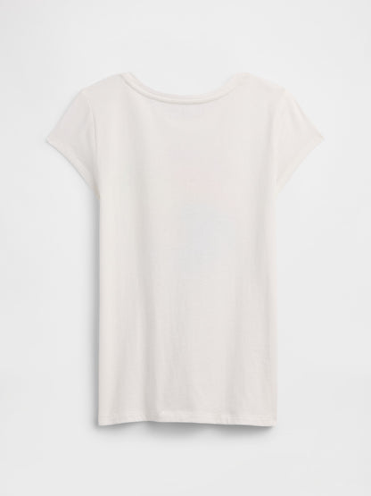 Kırık Beyaz Grafik Baskılı T-shirt