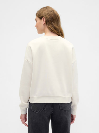 Krem Snoopy Grafikli Gap Logo Sweatshirt