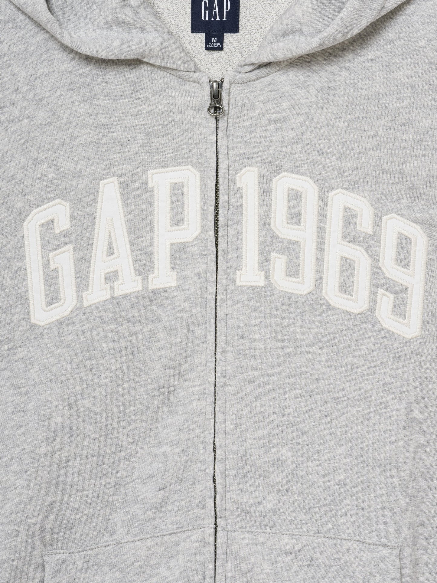 Gri Fransız Havlu Kumaş Relaxed Gap 1969 Logo Fermuarlı Sweatshirt