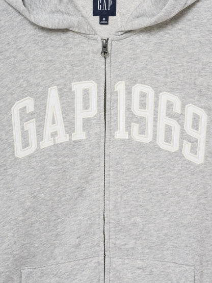 Gri Fransız Havlu Kumaş Relaxed Gap 1969 Logo Fermuarlı Sweatshirt