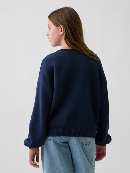 Lacivert %100 Pamuk Oversized Rollneck Kazak