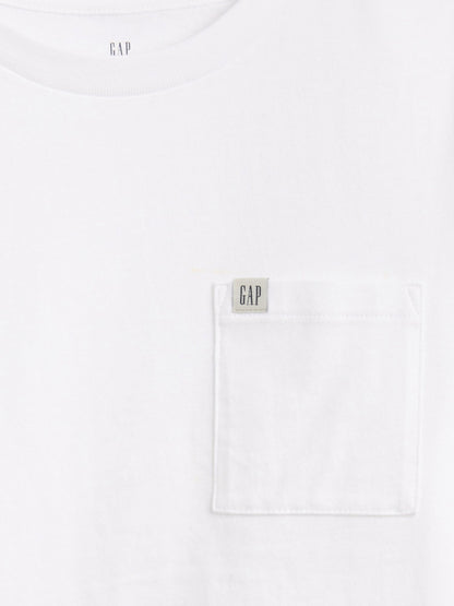 Beyaz Logo Cepli T-shirt