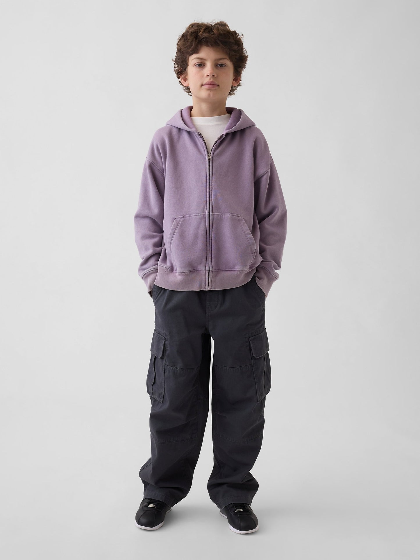 Mor Vintagesoft Relaxed Fermuarlı Sweatshirt