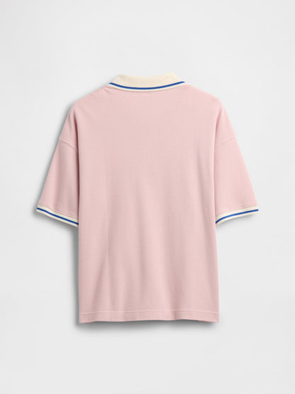 Pembe Oversized Gap Logo Pique Polo T-shirt