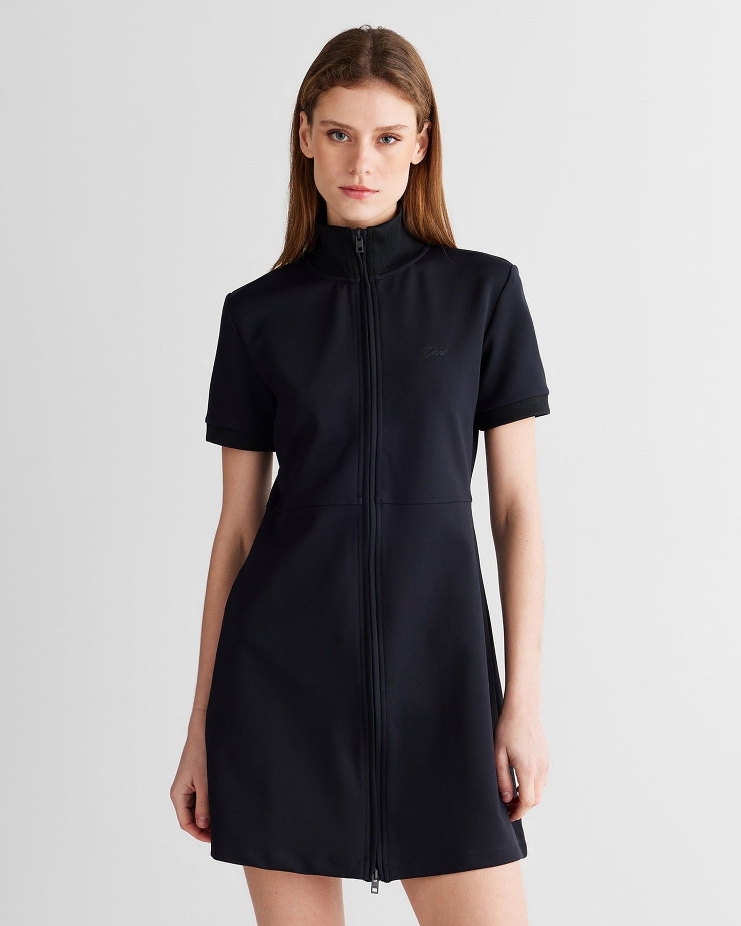 Gant Kadın Siyah Regular Fit Fermuarlı Elbise