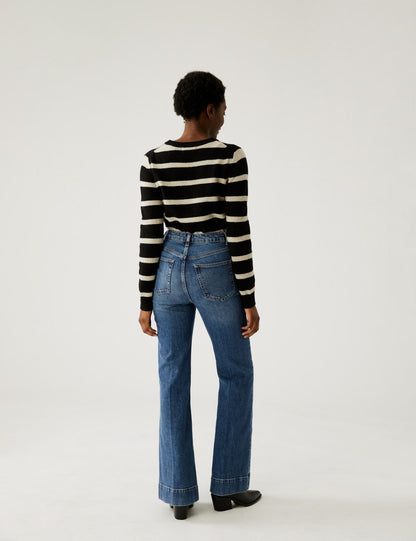 Yüksek Bel Flared Fit Jean Pantolon