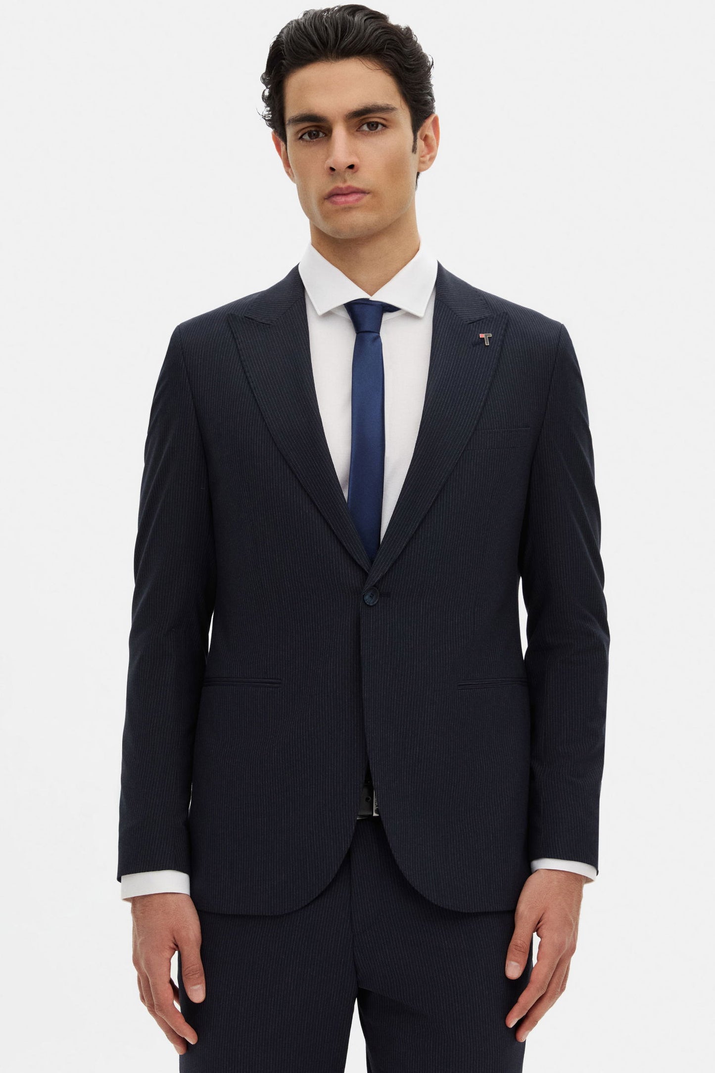 Tween Slim Fit Lacivert Çizgili Takim Elbise