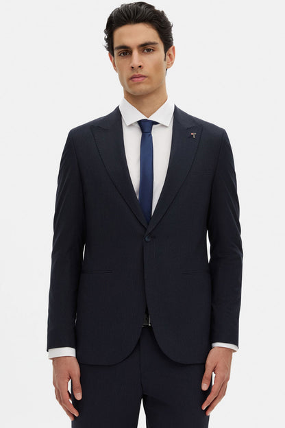 Tween Slim Fit Lacivert Çizgili Takim Elbise