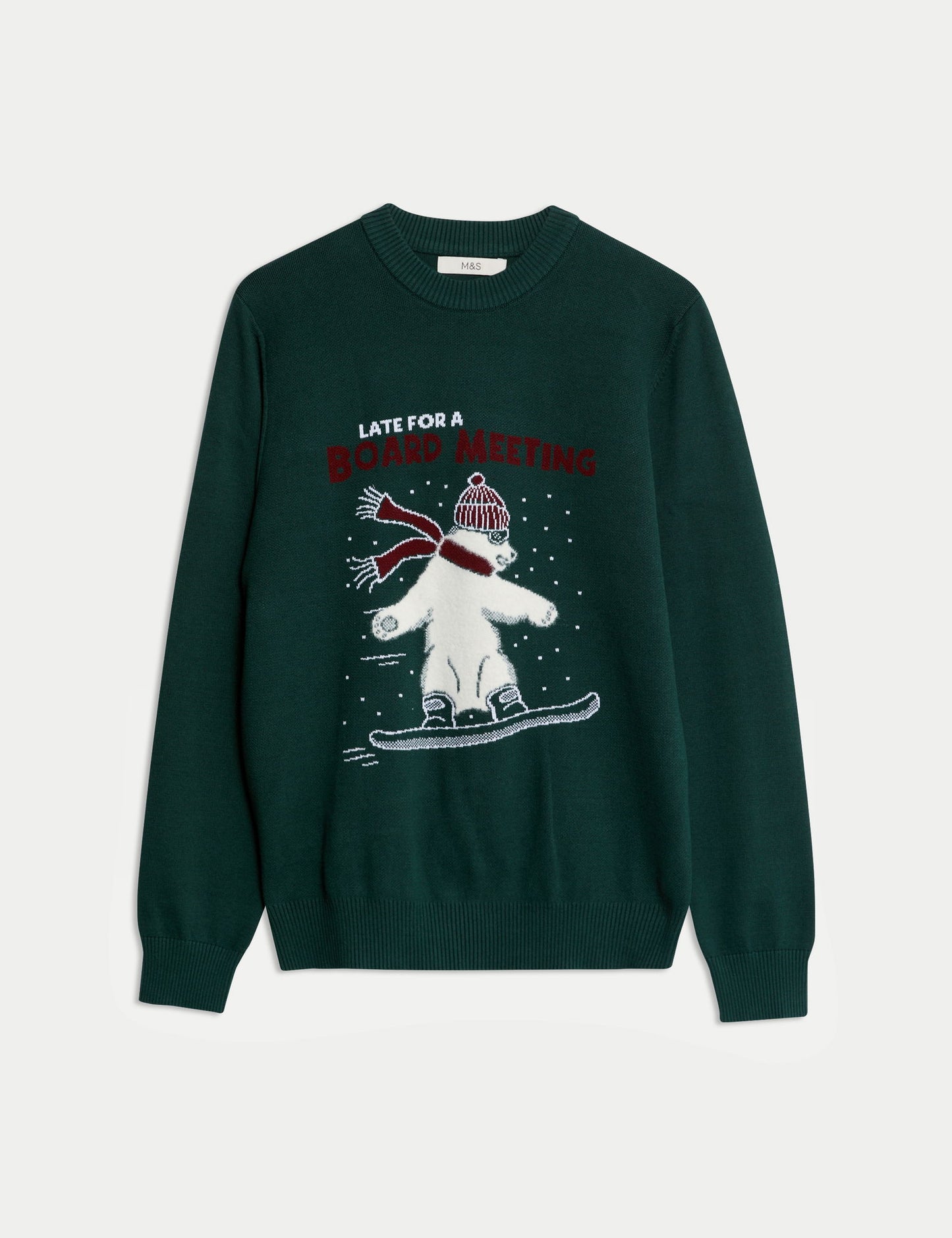 Saf Pamuklu Noel Temalı Kazak