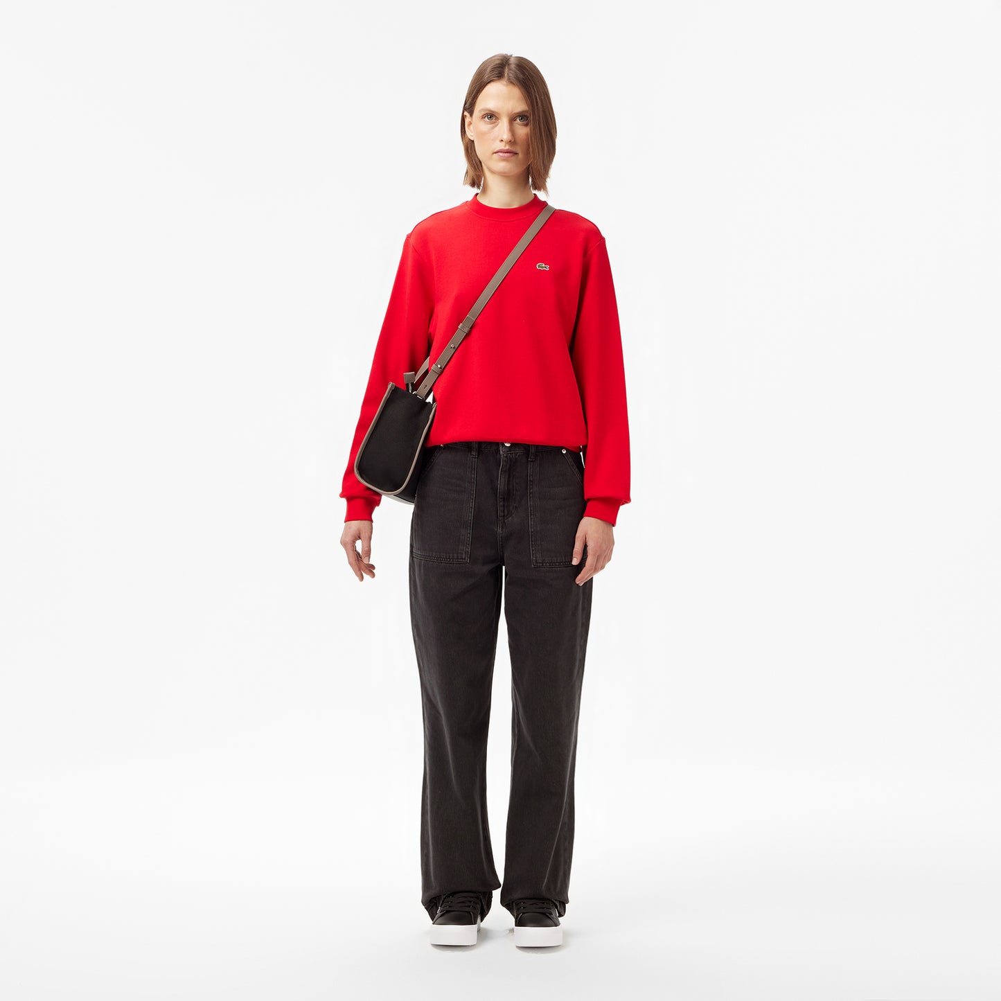 Lacoste Kadın Relaxed Fit Bisiklet Yaka Kırmızı Sweatshirt