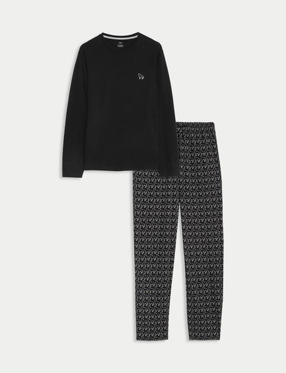 Saf Pamuklu Desenli Pijama Takımı