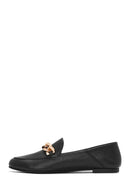 Kadın Siyah Deri Maskülen Loafer